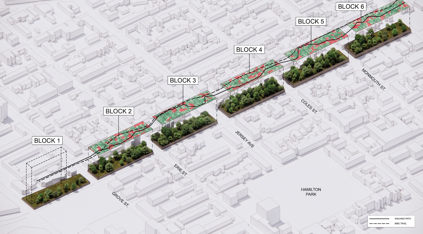 Embankment plan showing blocks
